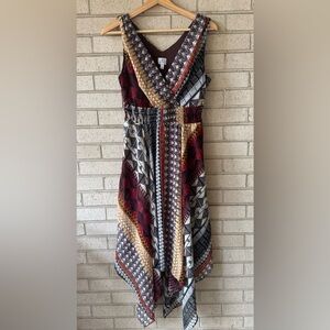 Vintage Handkerchief Hem Dress | Sz 2 | Boho Indie Geometric Print